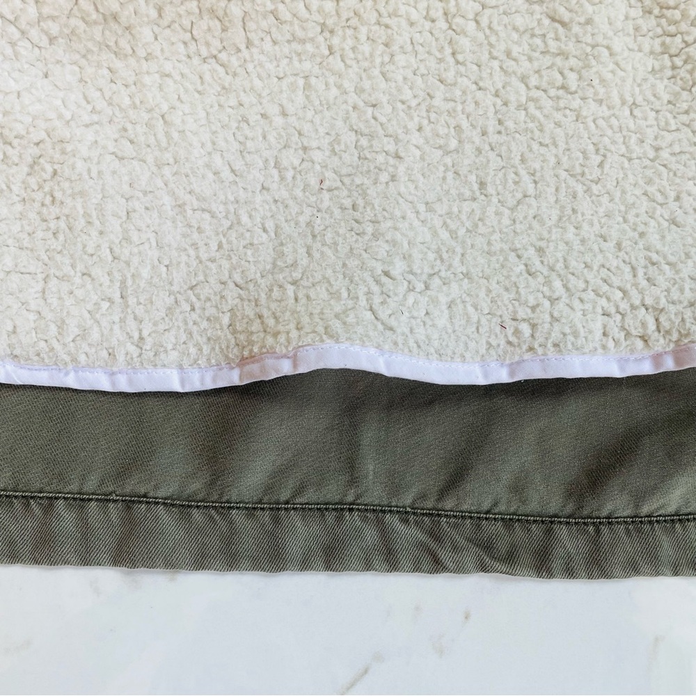 Max Jeans Army Green Military Style Sherpa Lined Utility Jacket Small Removable - Picture 9 of 11